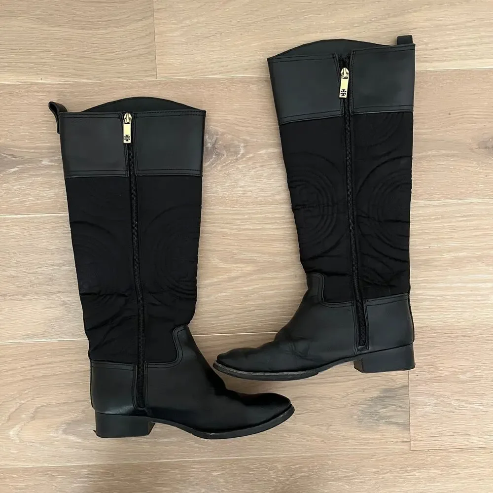 Tory Burch Nylon Quilted Riding Boots